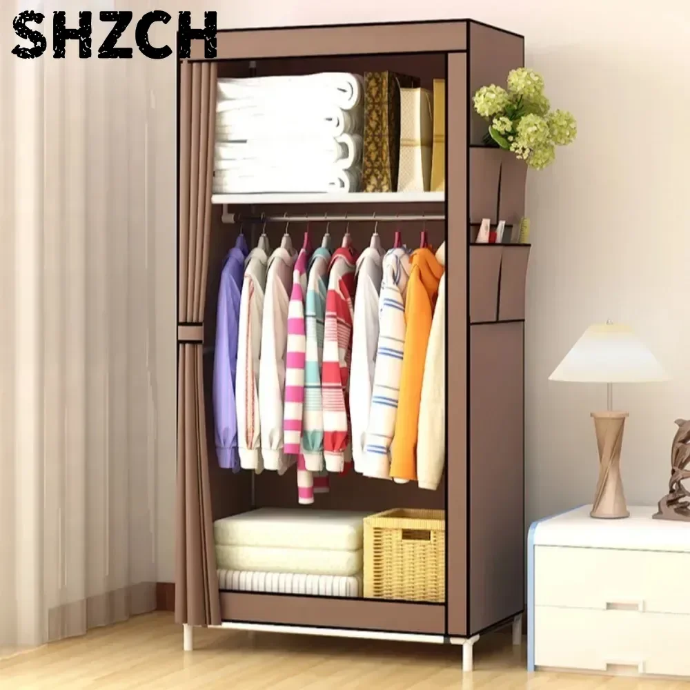 Simple Wardrobe Foldable Dustproof Garderobe Portable Storage Cabinet Bedroom Minimalist Floor Standing Fabric Cloth Organizer