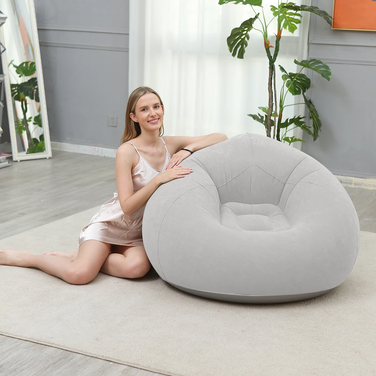 Sofá inflable perezoso, silla de aire inflable portátil plegable de Pvc para sala de estar, Camping al aire libre, cómoda sillón de playa