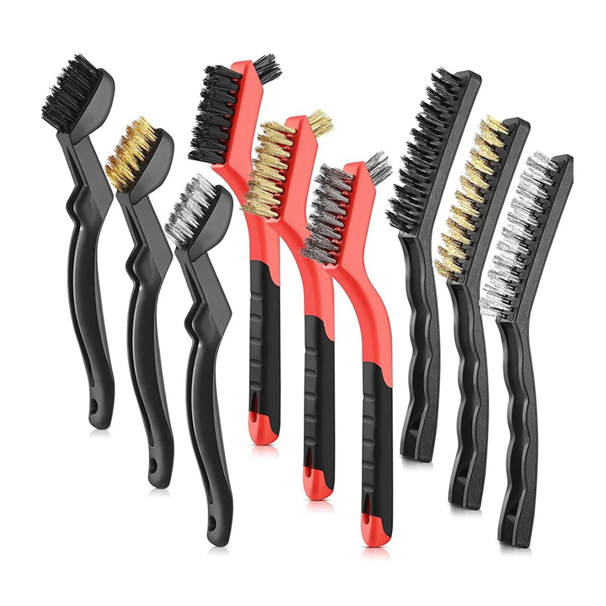 9-Piece Wire Brush Set Brush Cleaning Set is Used to Clean Welding Slag, Rust and Dust