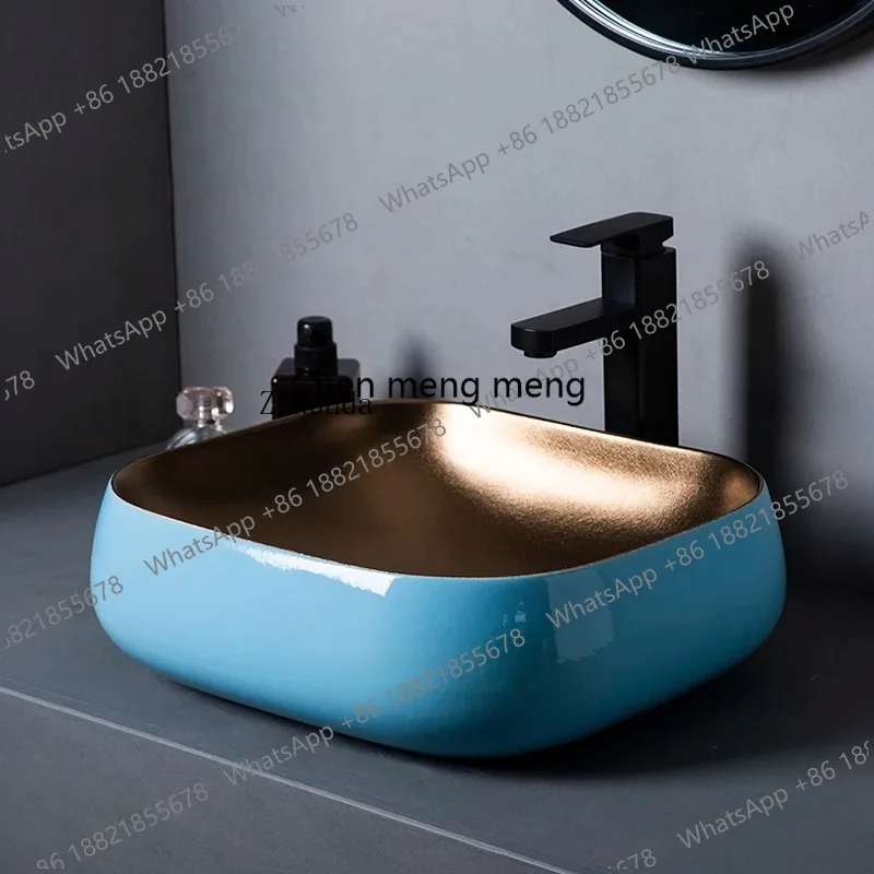 

Metal glaze table basin Nordic light luxury ceramic hand wash toilet wash basin Hotel restaurant Art basin
