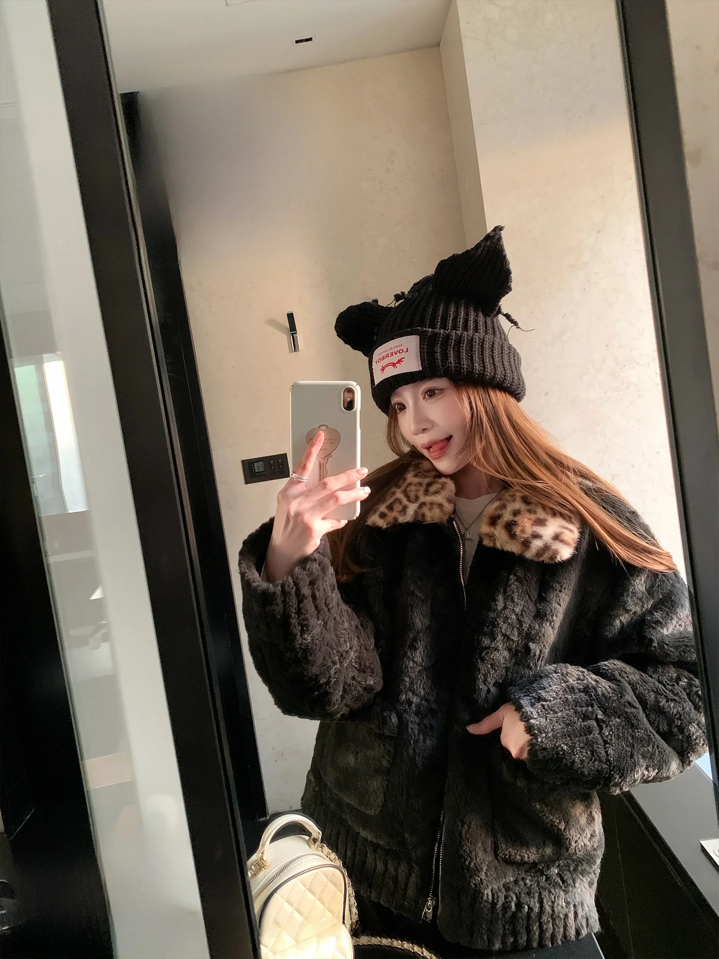 

Женское зимнее пальто FF BLUE с имитацией меха и леопардовым принтом, повседневное, свободного кроя, утепленное пухом, утолщенное