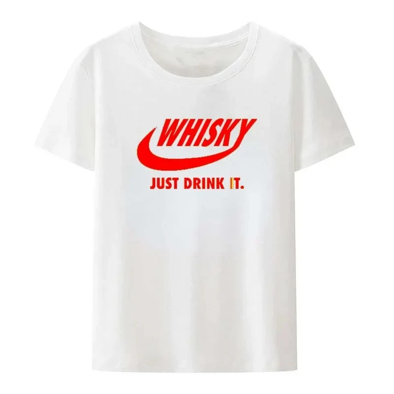 Summer Hot Sale Novelty Drink Whisky T Shirt Man Short Sleeve Fashion Hip Hop Crewneck Big Size Whiskey Print Men T-Shirt