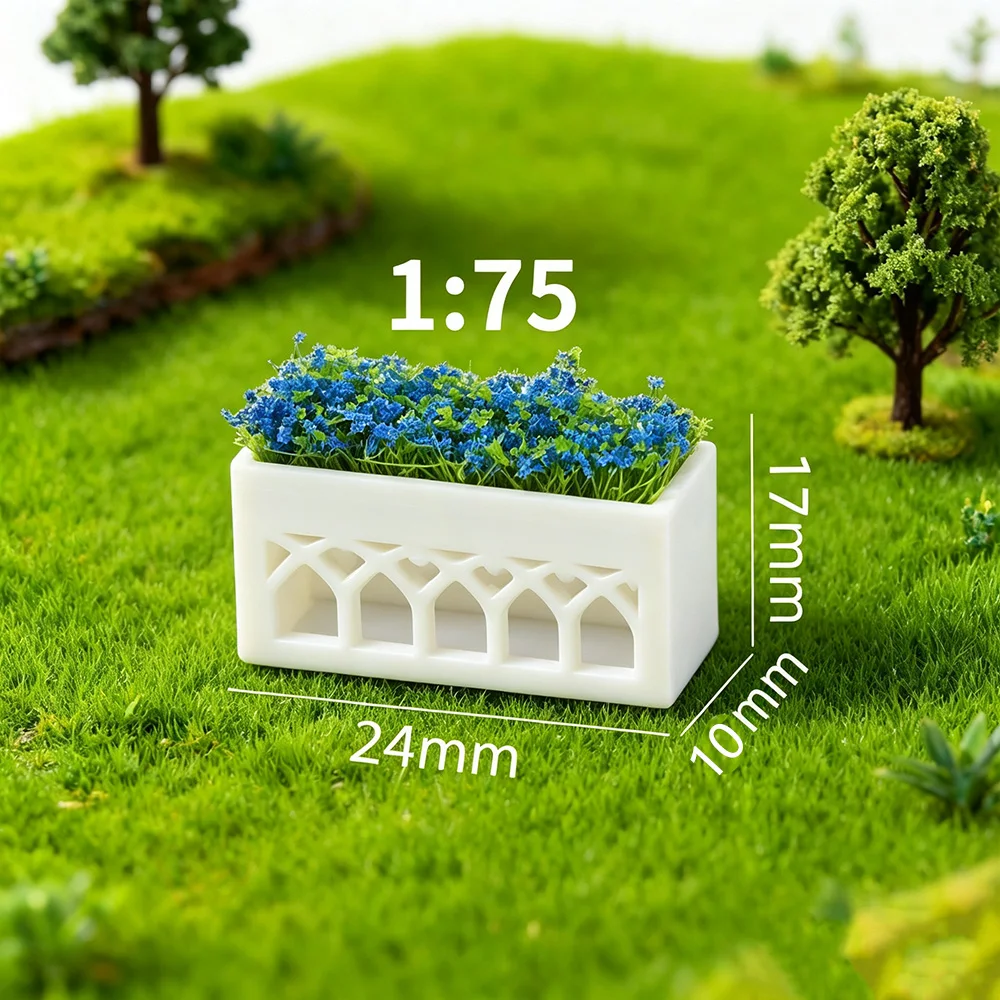 Simulations-Mini-Blumenbeet-Modell im Maßstab 1:75, Pflanzkasten, Blumensträucher, DIY Stadtstraßen-Garten-Layout-Materialien, Diorama, 3 Stück/Set – Detail 7