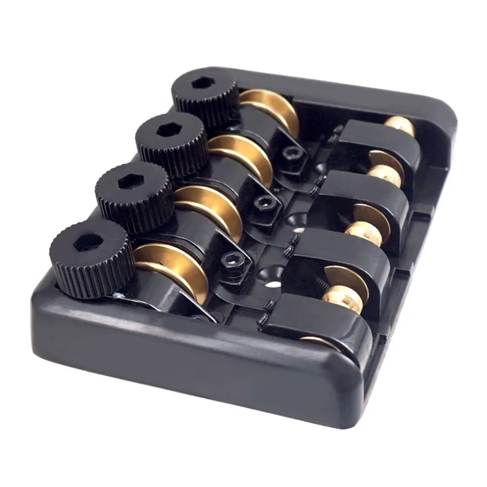 Professional Travel Bass Bridge for Headless 4 String Bass with Brass Roller Saddles Designed for Performance and Stability