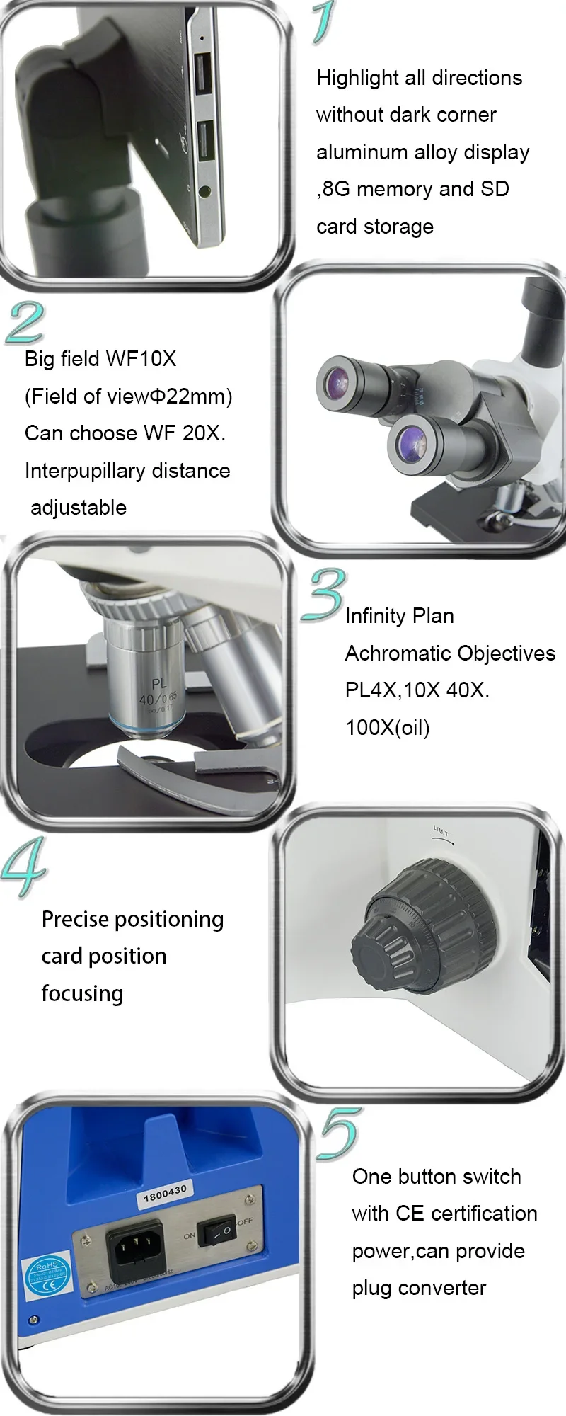 EOC Digital video Infinity biological trinocular lab microscope