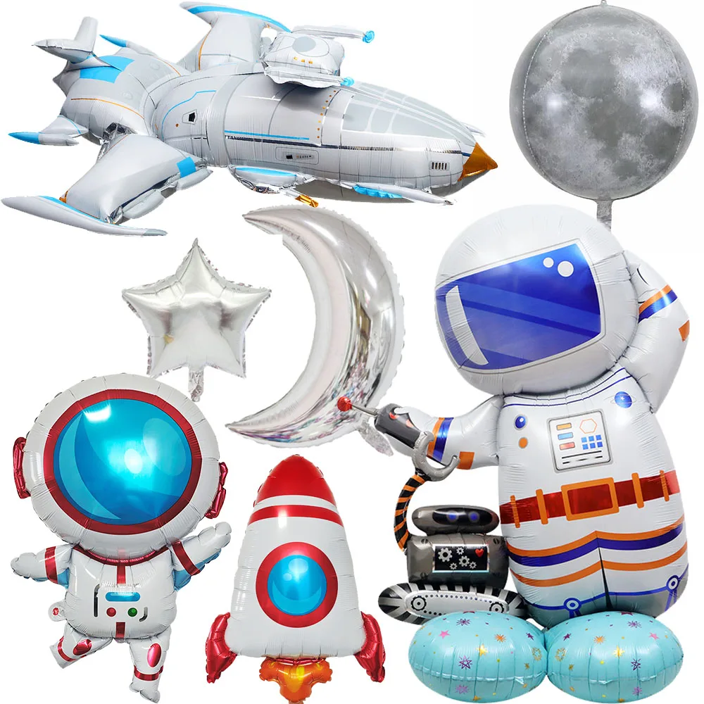 4D Spaceship Balloon 4D Standing Astronaut Ballon Large Space Shuttle Inflate Balloon for Rocket Birthday Decoration Baby Shower