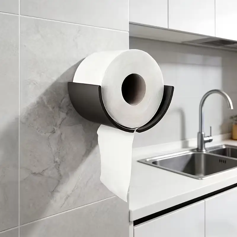 Kreativer, wandmontierter, wasserdichter Toilettenpapierhalter in Schwarz, einfach zu installieren für die Badezimmereinrichtung. – Detail 8