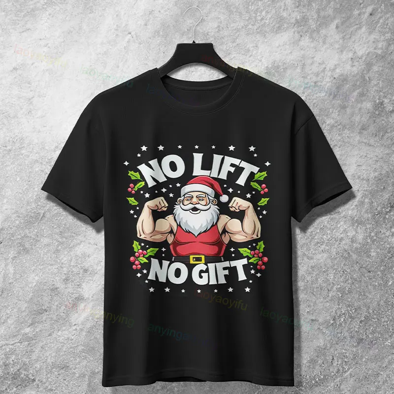 Camiseta gráfica engraçada masculina para academia de Natal com "Jingle All The Weights" Camiseta casual estilo humor 100% algodão manga curta