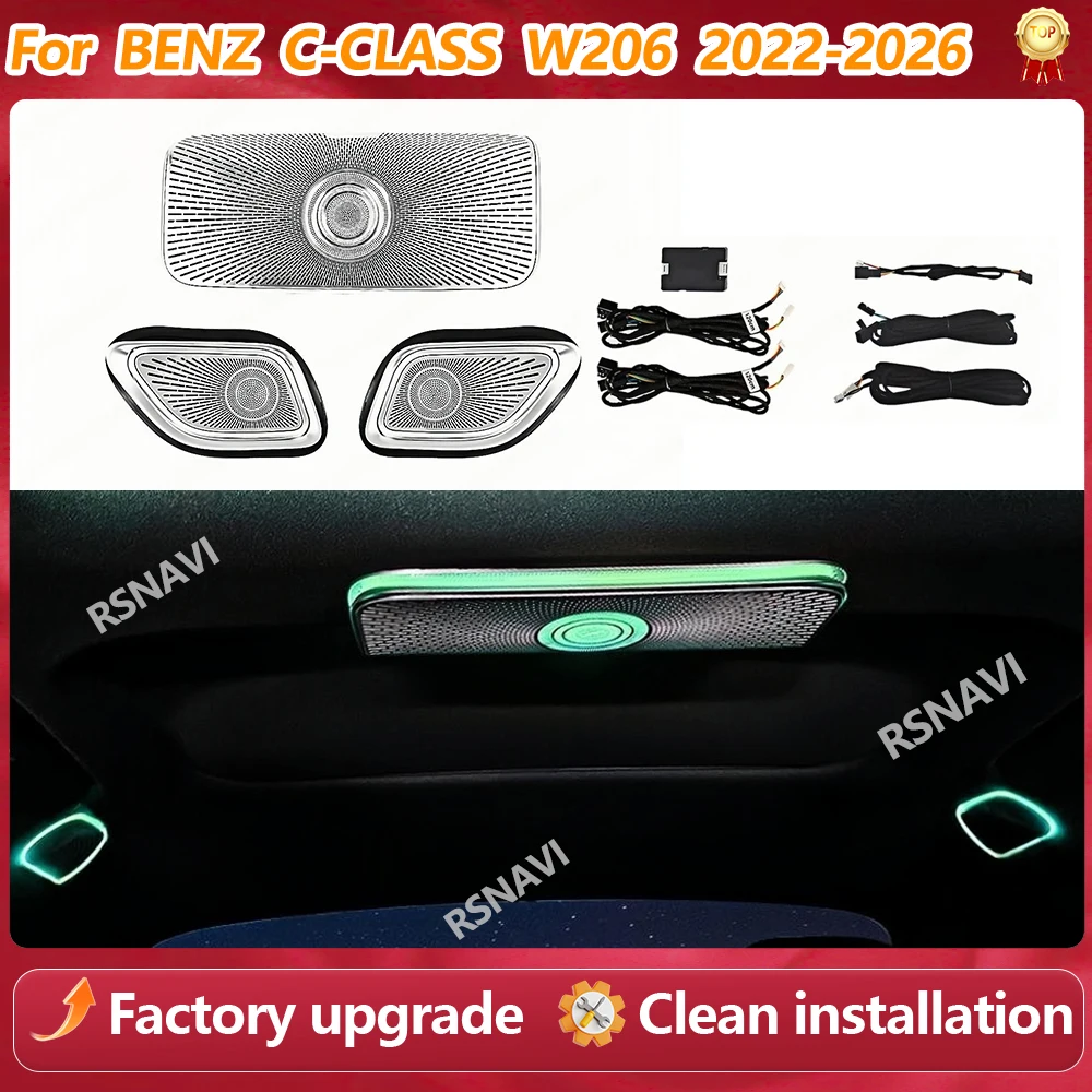 64 Colors Roof speaker Ambient Light For Mercedes Benz C-class W206 GLC X254 2022-2026 Speaker Cover Horn Lamp Original Car Upgr