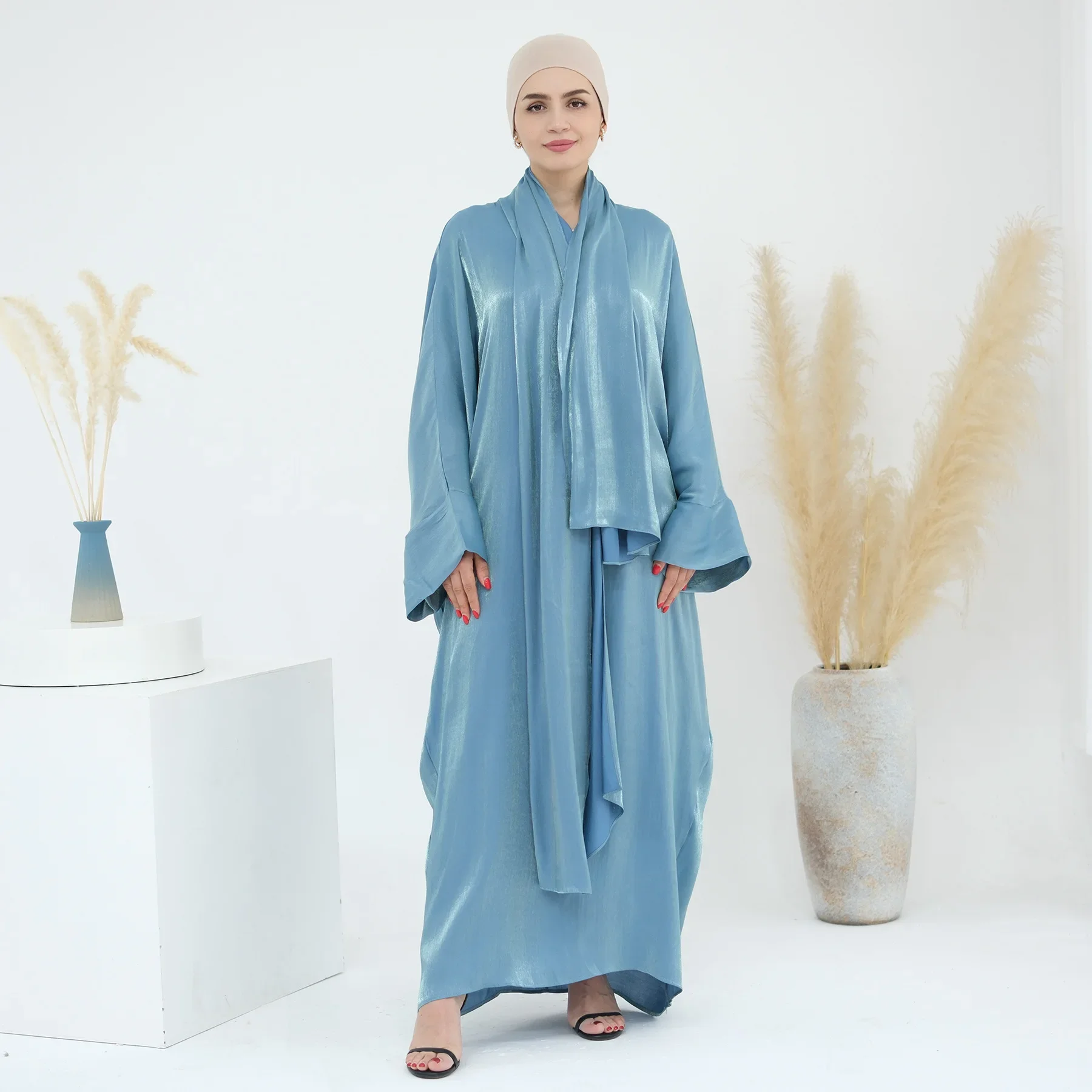 2024 ฤดูร้อนเงา Abayas สําหรับผู้หญิง Marocain Kaftan ดูไบตุรกี Robe มุสลิมเจียมเนื้อเจียมตัวชุด Eid Djellaba Caftan อิสลาม Jalabiya ชุด