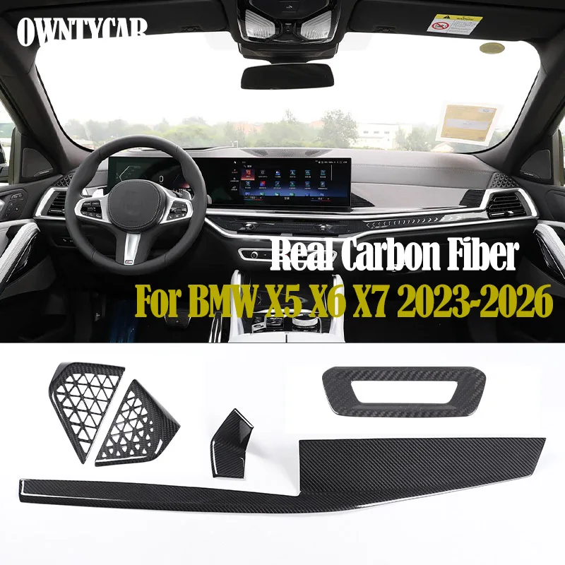 

Real Carbon Fiber For BMW X5 X6 X7 G05 G06 G07 2023-2025 Car Center Console Panel Decoration Cover Trim LHD Interior Accessories