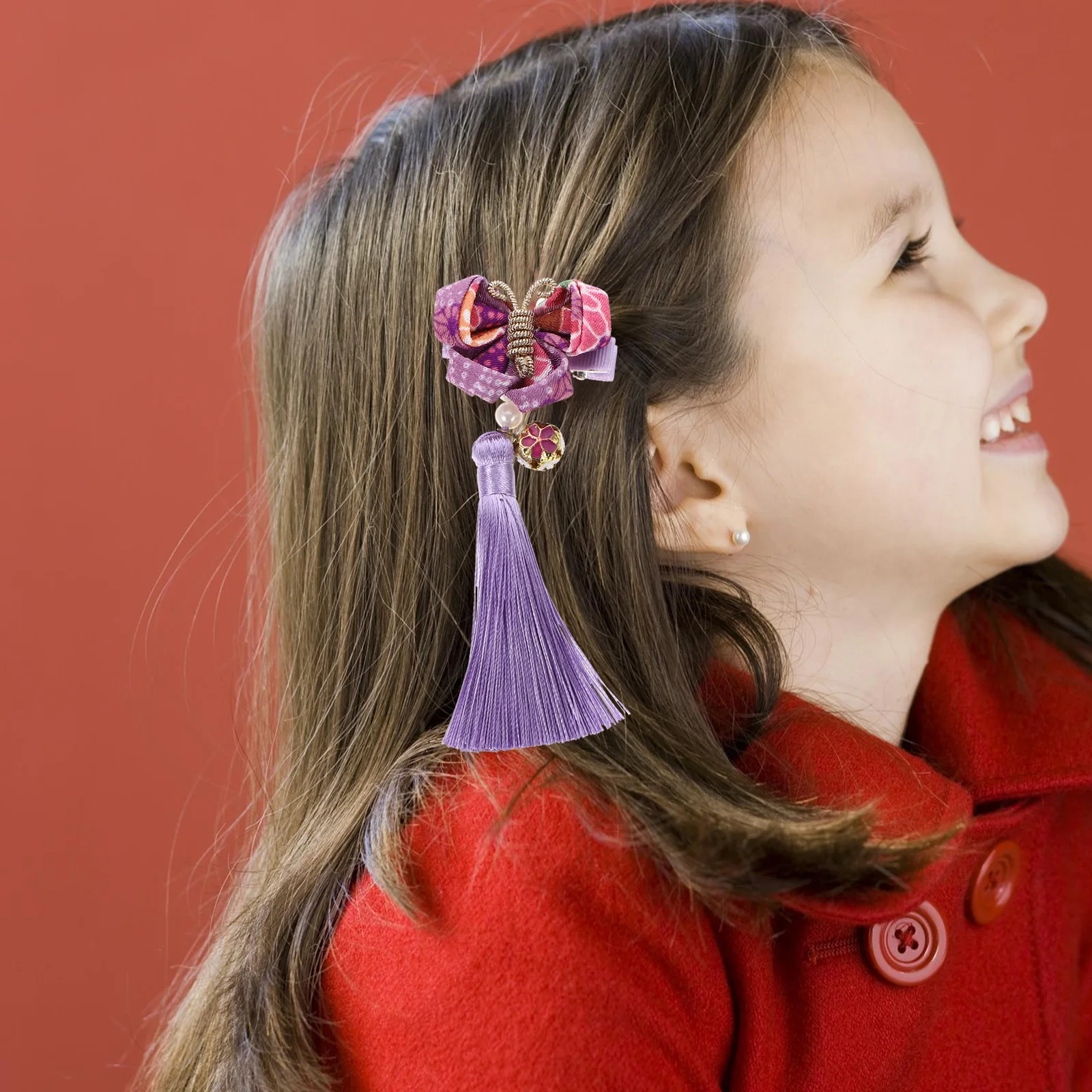 

1 пара новогодних заколок для волос в китайском стиле с кисточками, детская повязка на голову, вечерние, праздничные, украшения для костюма, новогодняя заколка для волос