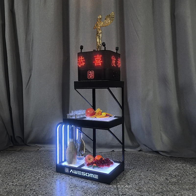 Bar KTV Luminous Fruit Plate Rack LED Double Screen Programming Creative High-end Snack Inventory Heart Display Rack