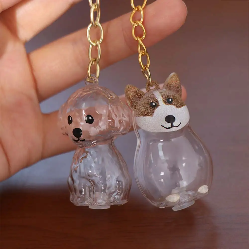 Dog Shape Dog Hair Storage Box Transparent Hair Grooming Pet Hair Keychain Acrylic DIY Handmade Puppy Pendants Pet lovers