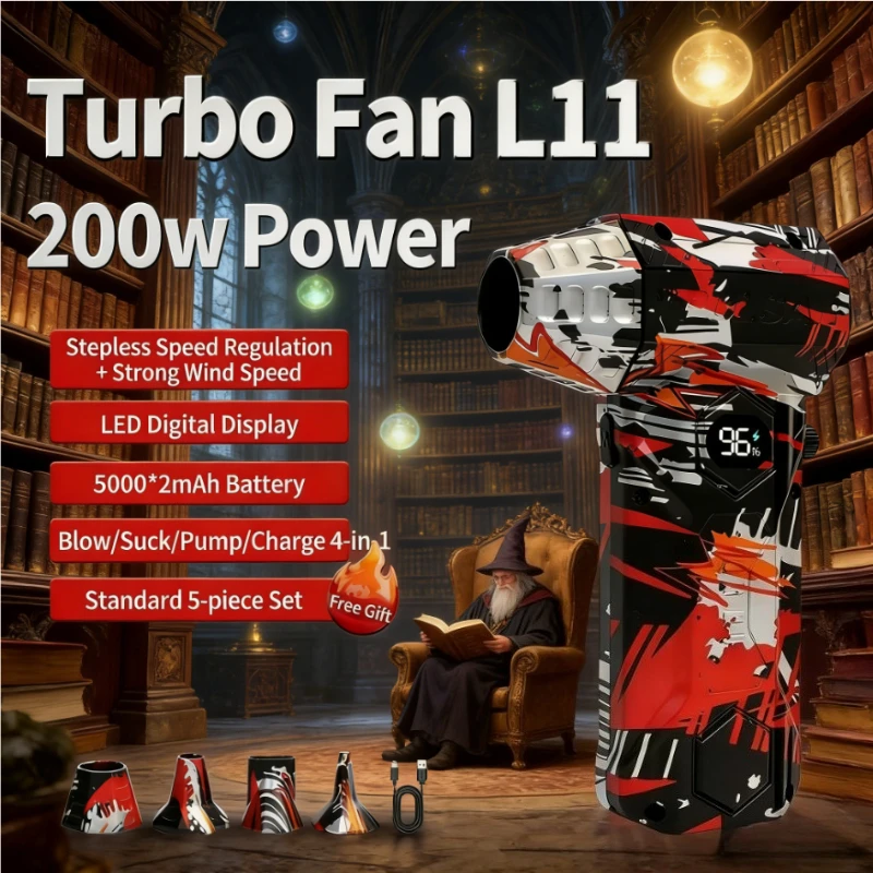 

Пылесос Turbo Jet L11: бесщеточный вентилятор 450000 об/мин, 53 м/с, версия Type-C с сильным ветром