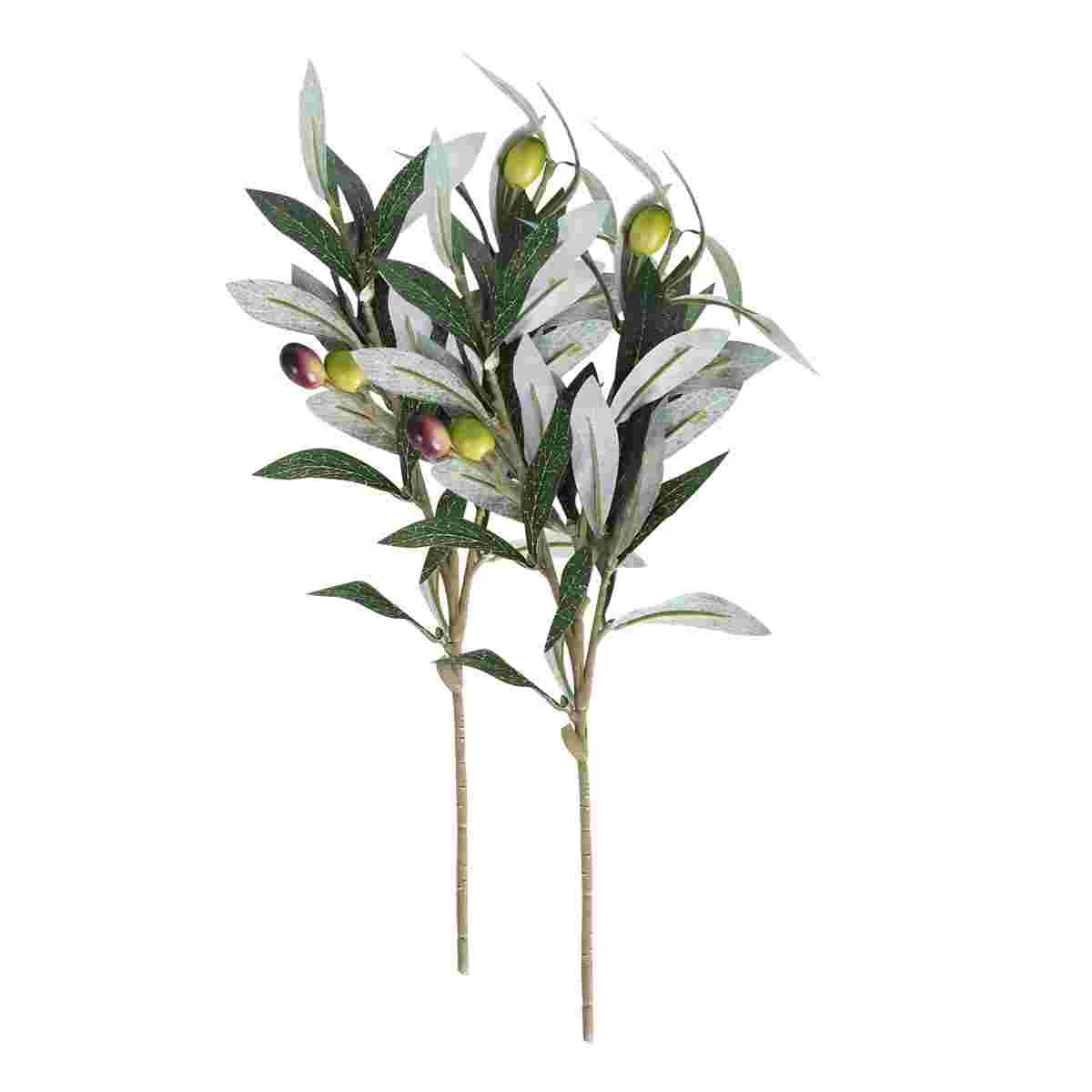 

2 Pcs Artificial Olive Branch Photography Props Plants Fake Simulation Indoor Decoration Eucalyptus