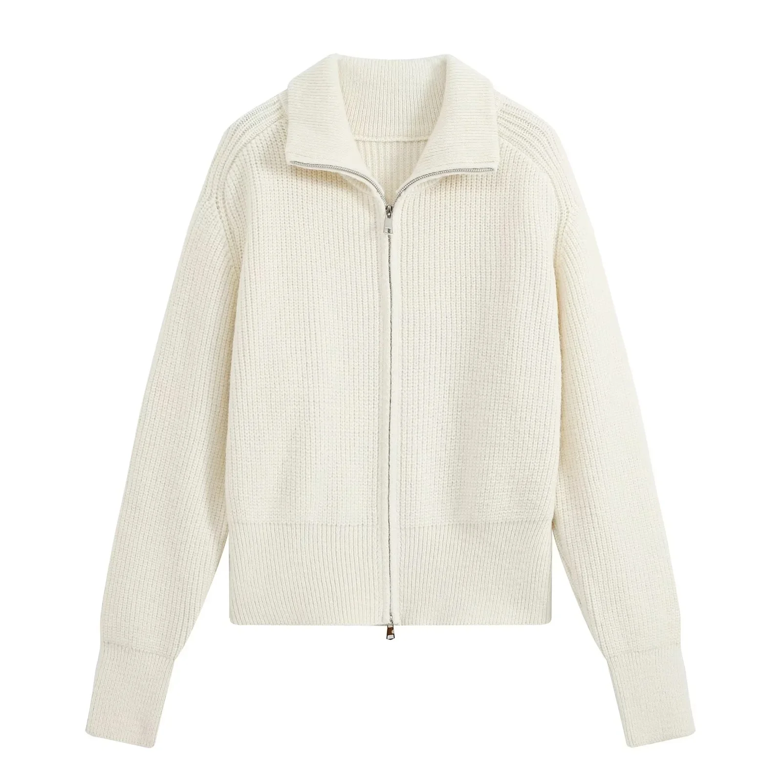 KONDALA Damen Trendiges Pendler-Hosen-Set Reißverschluss-Revers-Strickjacke Elastische Taille Hose Neue Mode 2026 Herbst Winter Freizeit-Set – Detail 21