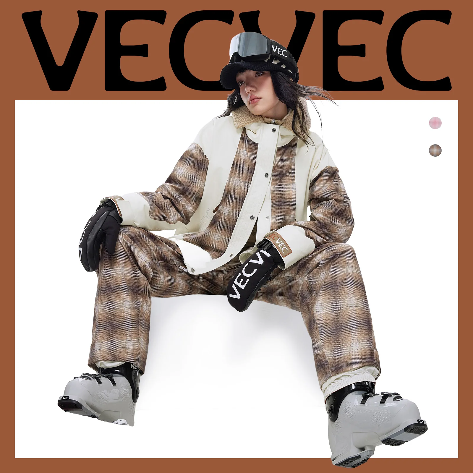 

VECVEC одно- и двухбортный лыжный костюм, комплект Freestyle 3L из овечьего флиса, женское издание, теплый, ветрозащитный, водонепроницаемый, дышащий, прочный