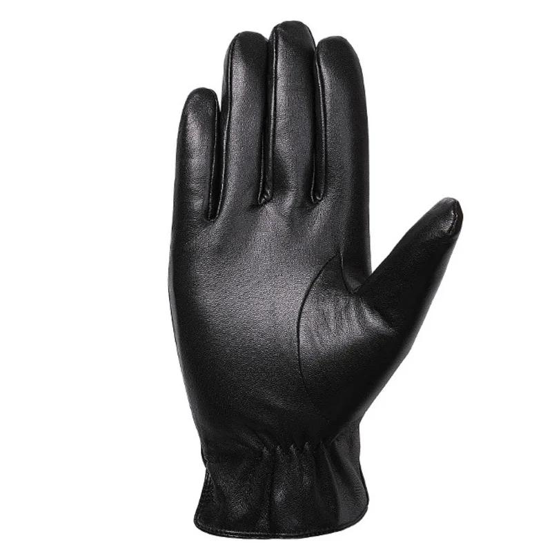 Men\'s Goat Skin Touch Screen Gloves Autumn Winter Driving Cycling Leather Mittens Driving Protection Thin Style Thickened
