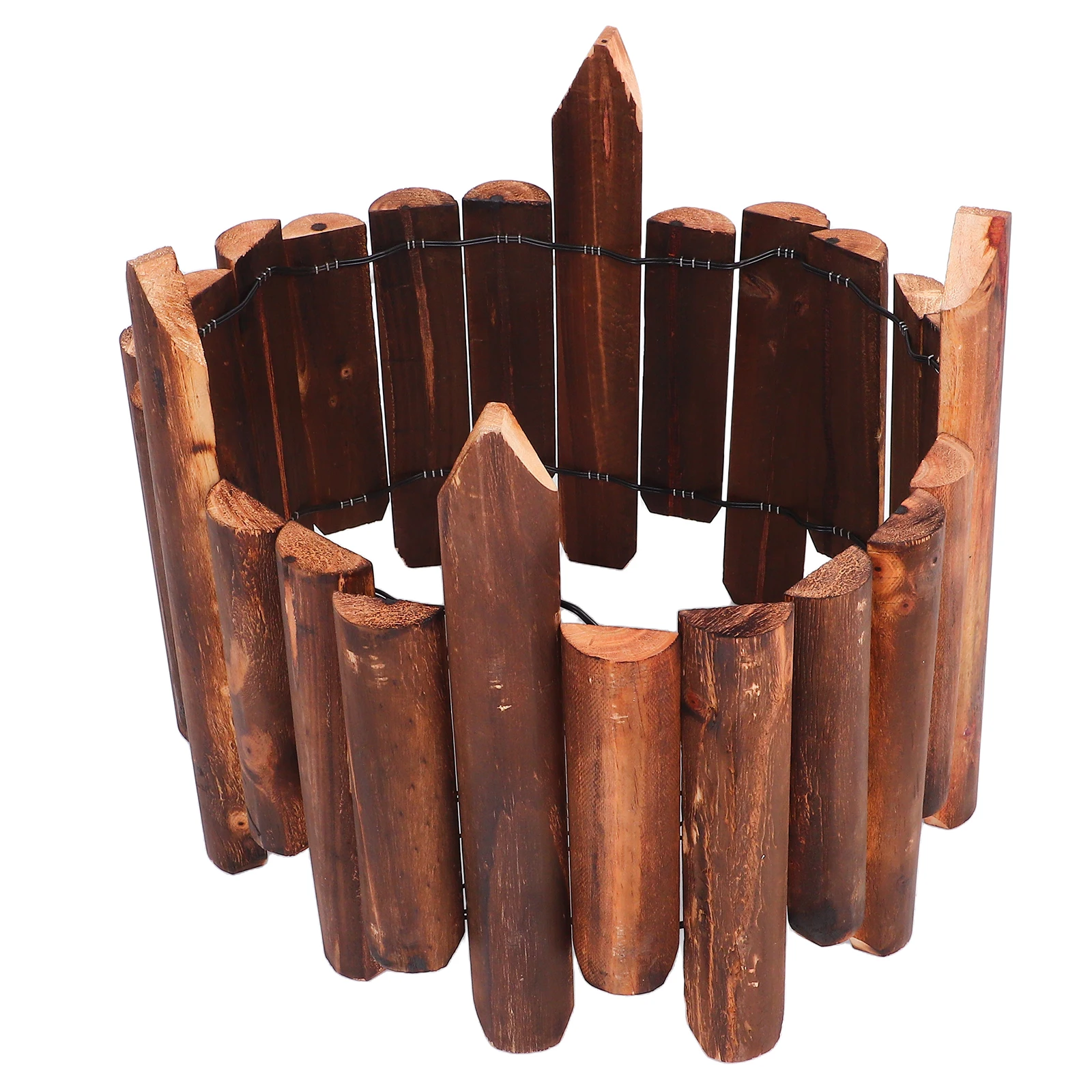 

1pc Wooden 6Ft Durable Decorative Landscape Edging Flower Bed Border Yard Outdoor Wood Fencing Garden Decor Border Fence Tree