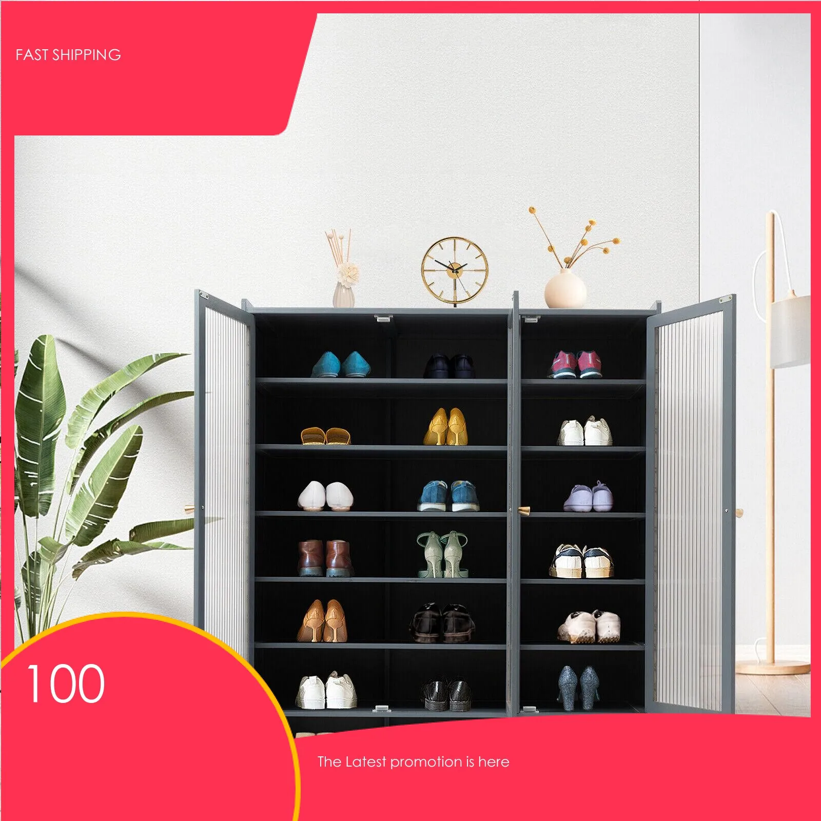 

8 Tier Bamboo Entryway Shoe Cabinet 3-Door Open Storage Shoe Rack Freestanding Shoe Storage Dustproof Shelf Home Furniture