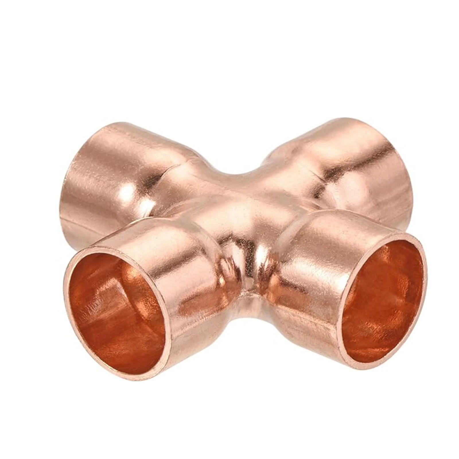 15/16/22mm Copper 4 Way Equal Cross Pipe Fitting End Feed Solder Coupler Connector Plumbing Tube Joint