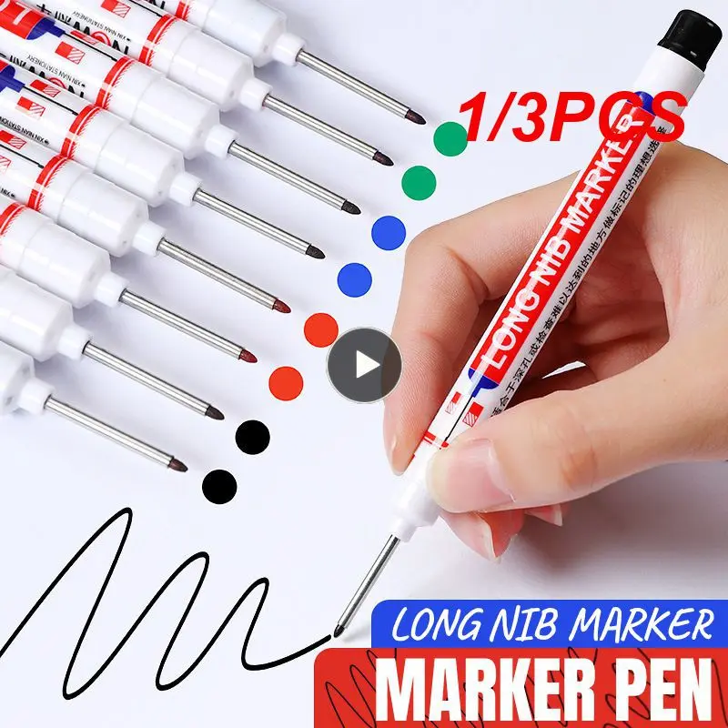 1/3PCS Stationery Multipurpose Long Head Marker Quick Drying Waterproof Gel Pen Xylene-free School Supplies Marker Pen