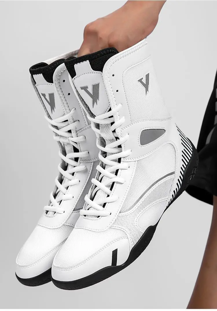 Professional Wrestling Boots Gym Training Shoes Mens Womens White Red Boxing Shoes Neutral Mesh Breathable Fighting Shoes