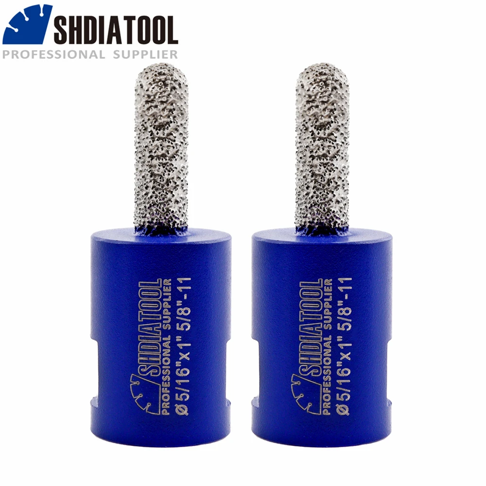 SHDIATOOL 2pcs Diamond Vacuum Brazed L55mm Milling Bit Cleaning Grinding 5/8