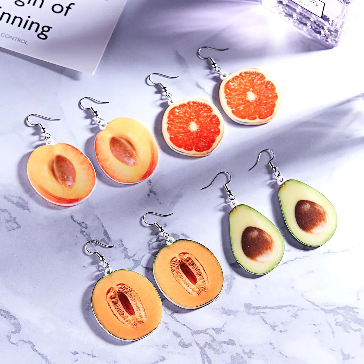 1Pair Melon Orange Acrylic Earrings Ear Drop Women Earrings Creative Delicate Dangler Ear Jewelry Party Work Everyday Use