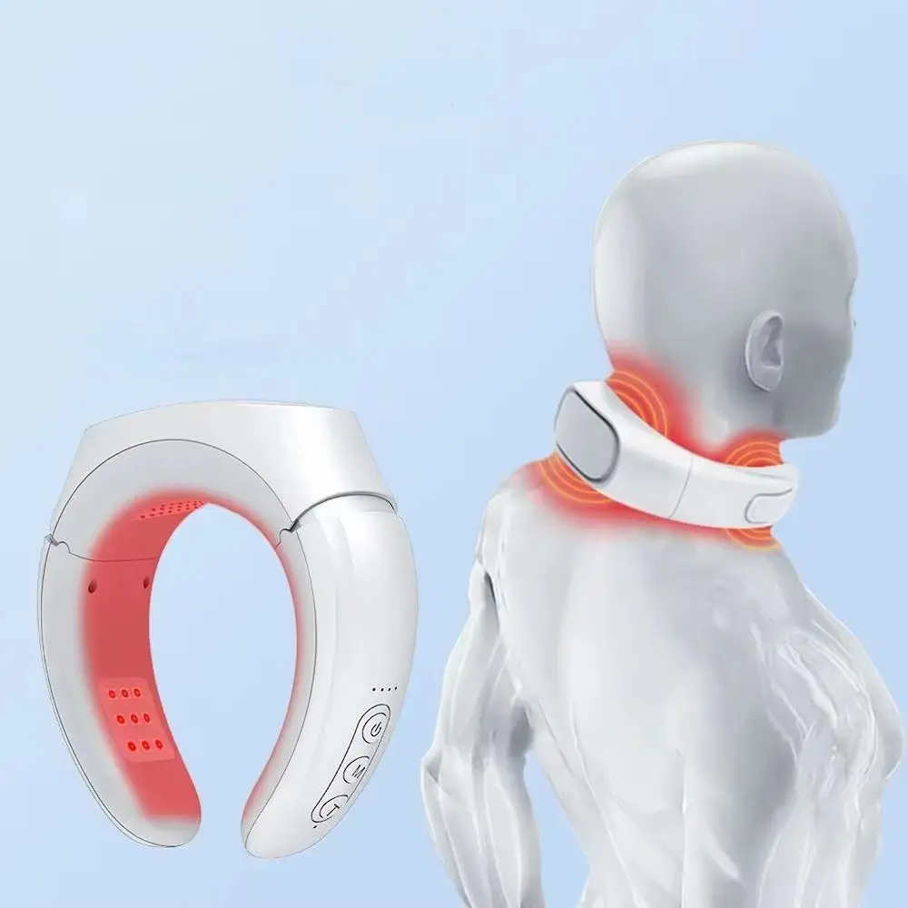 Latest Upgrade Neck Massager with Heat, Vibration, Red Blue Light, Ergonomic Design for Maximum Comfort and Support