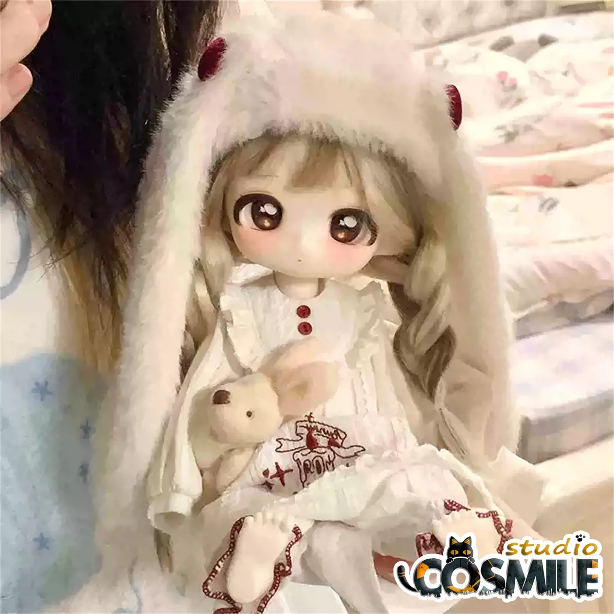 Conejos japoneses de orejas caídas, bonito pijama blanco, sombrero, vestido, falda, disfraz, tamaño 1/6, accesorios para muñecas BJD, ropa para muñecas DJ Sep