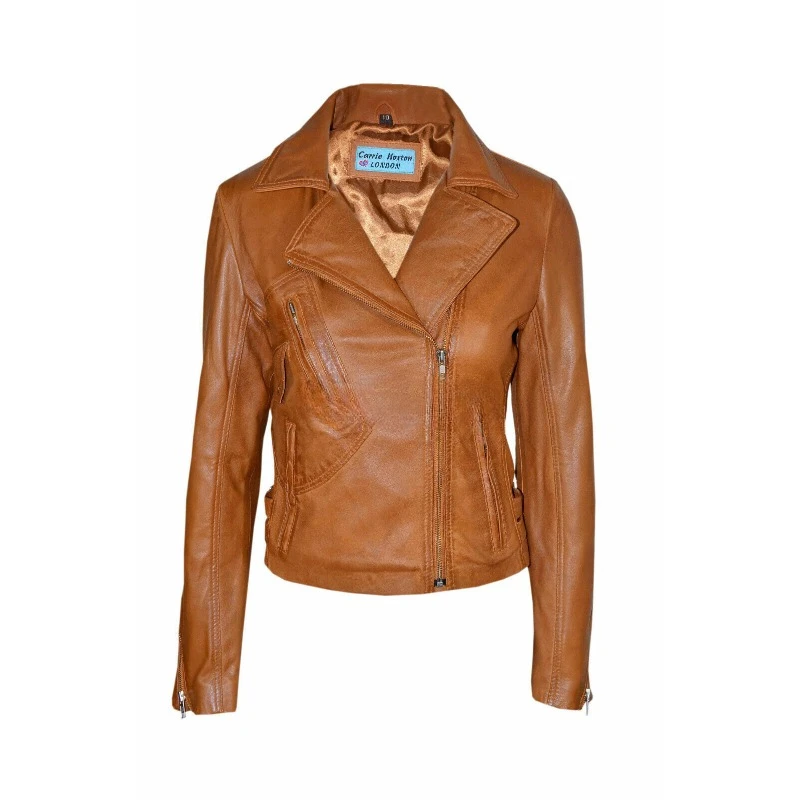 NEW Women Outdoor Genuine Sheepskin Pure Leather Jacket Pockets Motorcycle Coat