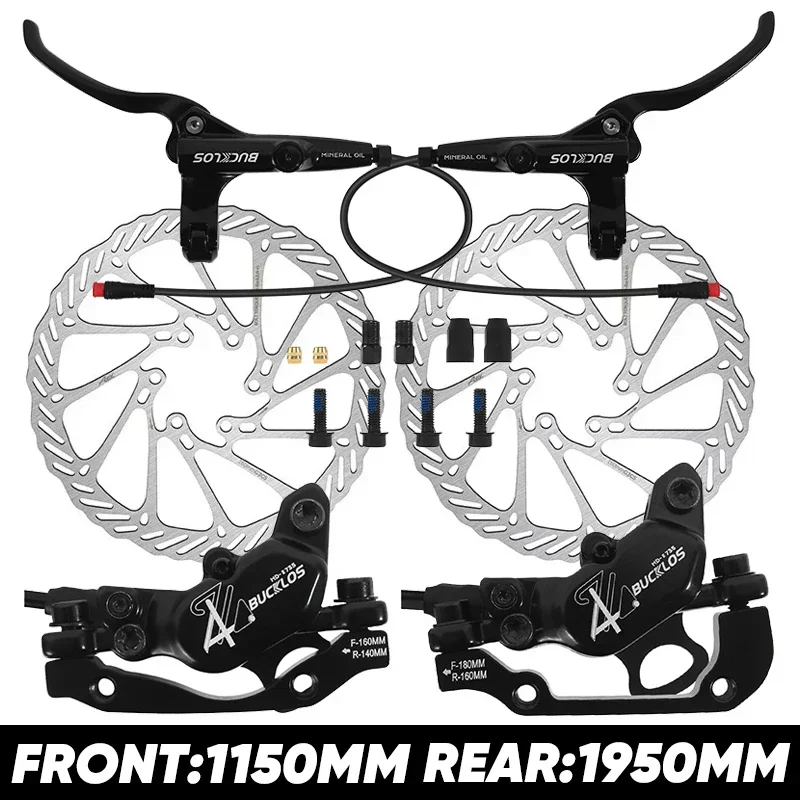 BUCKLOS Power Off Bike Brake 4-zuiger E-Bike hydraulische rem 1150mm 1950mm MTB racefiets schijfrem voor elektrische scooter fiets