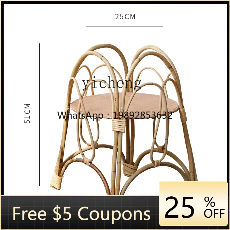 

ZC Rattan Flower Stand Creative Shelves Floor-Standing Decorations Jardiniere Living Room Balcony Coffee Shop B & B