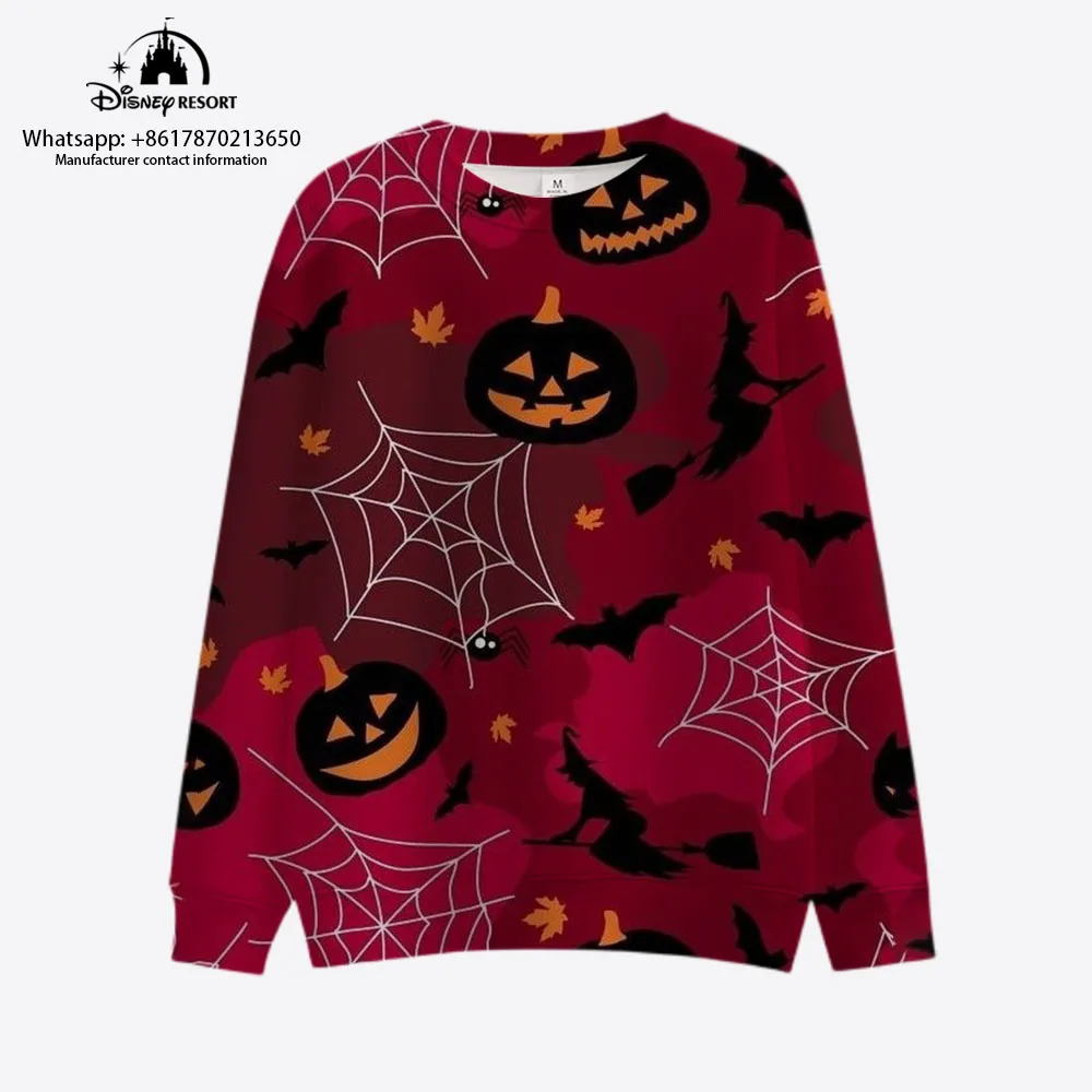 New Horror Halloween Disney Brand Mickey and Minnie Anime Print Autumn Harajuku Round Neck Casual Long-sleeved Sweater