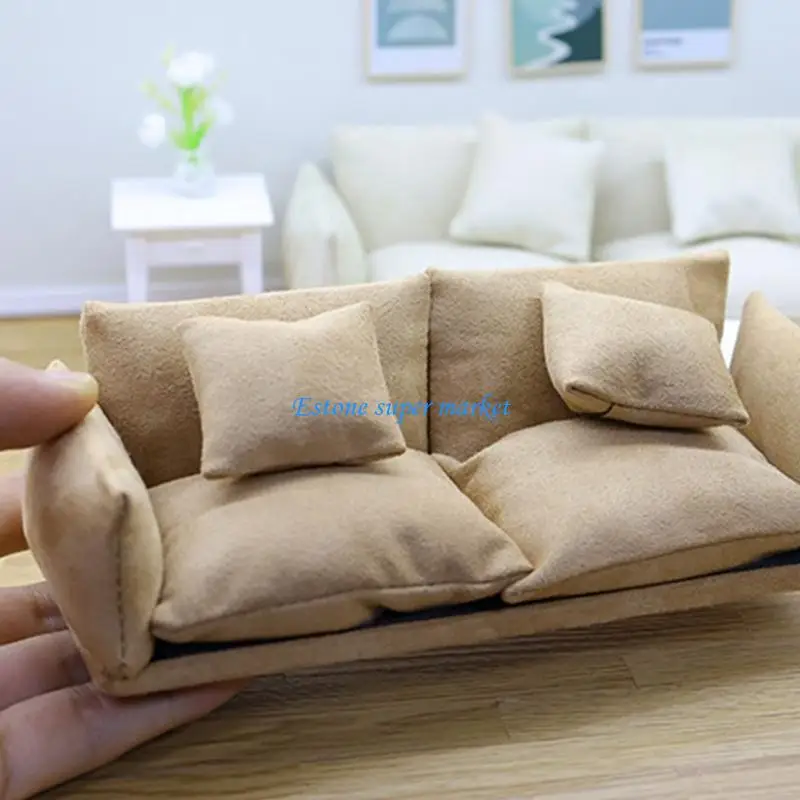 

090B Detailed Dollhouses Loveseat Sofa 1/12 Scale Wooden Furniture For DIY Display