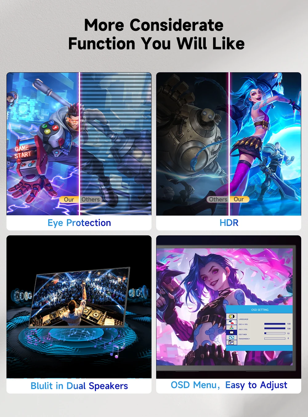 Cdisplay 120Hz Portable Monitor 23.8 inch 1080P 100% sRGB QLED Second Gaming Screen for Laptop PC Switch Travel Display Extender