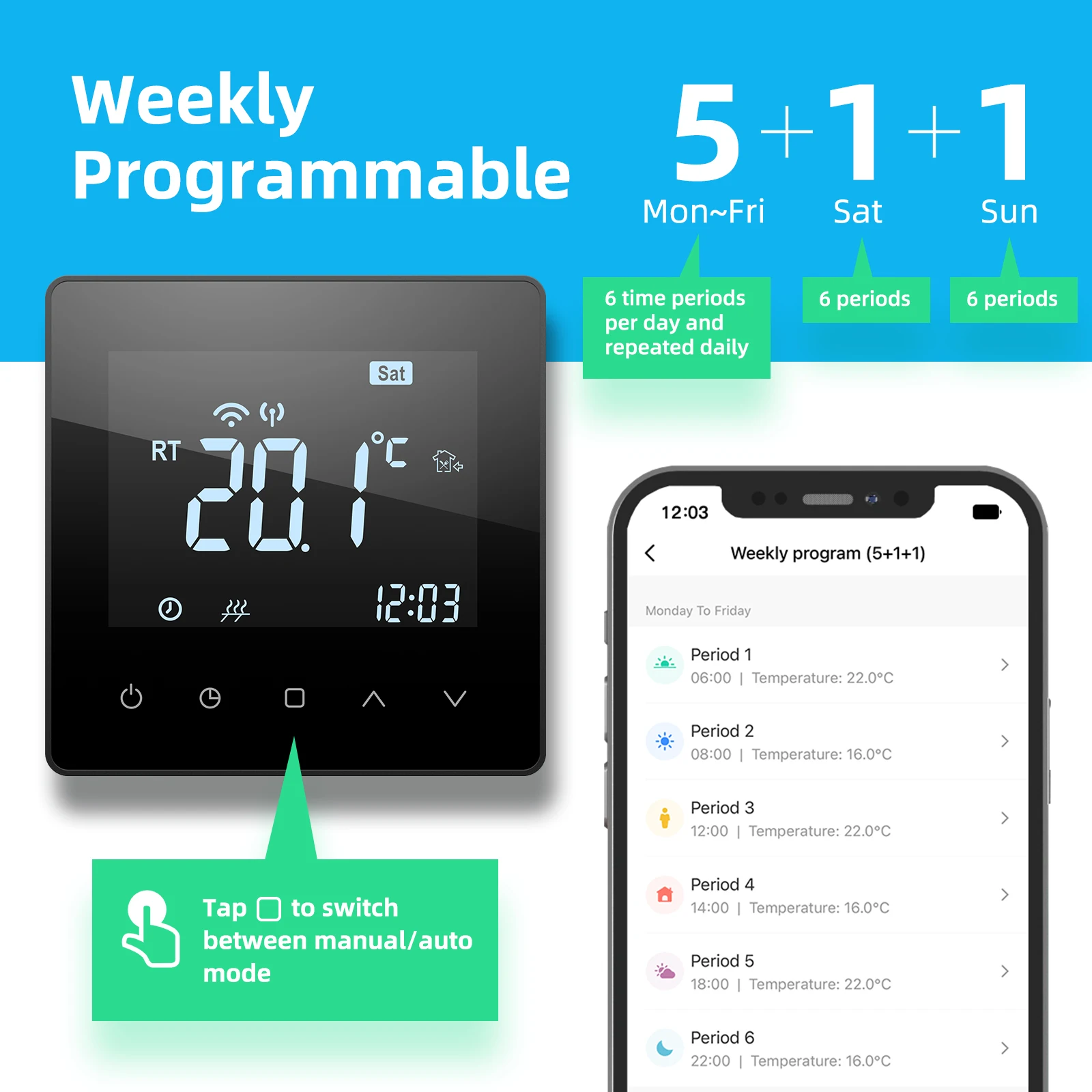 Beok-termostato inalámbrico Tuya RF, controlador de temperatura WIFI para caldera de Gas y calefacción de suelo de habitación, funciona con Yandex