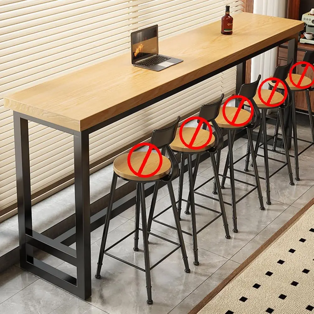 

63in Tall Bar Height Dining Table, Narrow Metal Counter for Kitchen or Restaurant