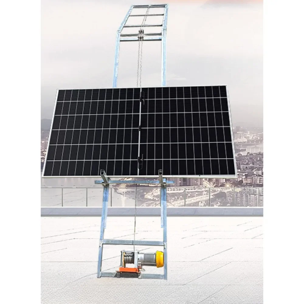 Photovoltaic panel lift for small tile houses with automatic turning
