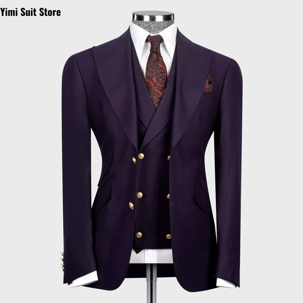 

Luxury Men Suits Set 3 Pieces One Breasted Wedding Groom Business Suits for Male's Clothing Blazer Sets Jacket+Vests+Pants
