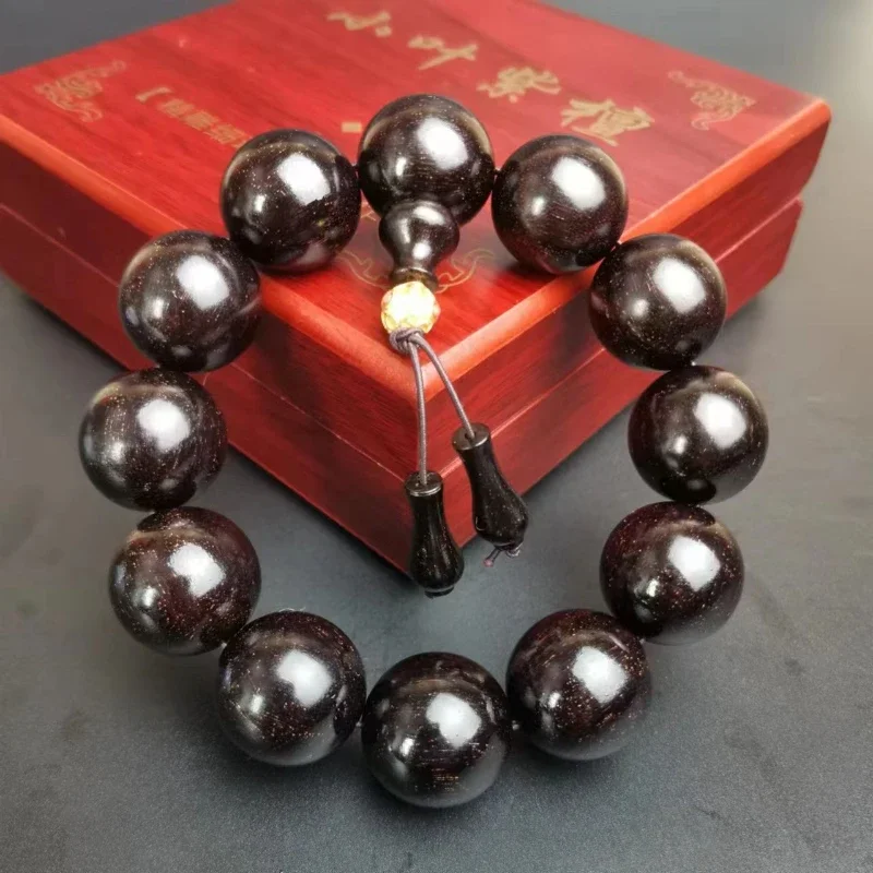 Handmade Male Bracelet with Natural Red Sandalwood Beads and High-density Starry Glass for Blessing and Fortune