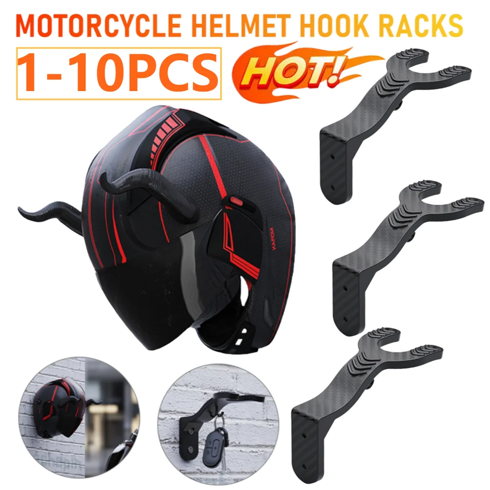 1-10PCS Motorcycle Helmet Hook Helmets Display Hanger Wall-Mounted Storage Holders Multipurpose Racks Home Luggage Jacket Racks