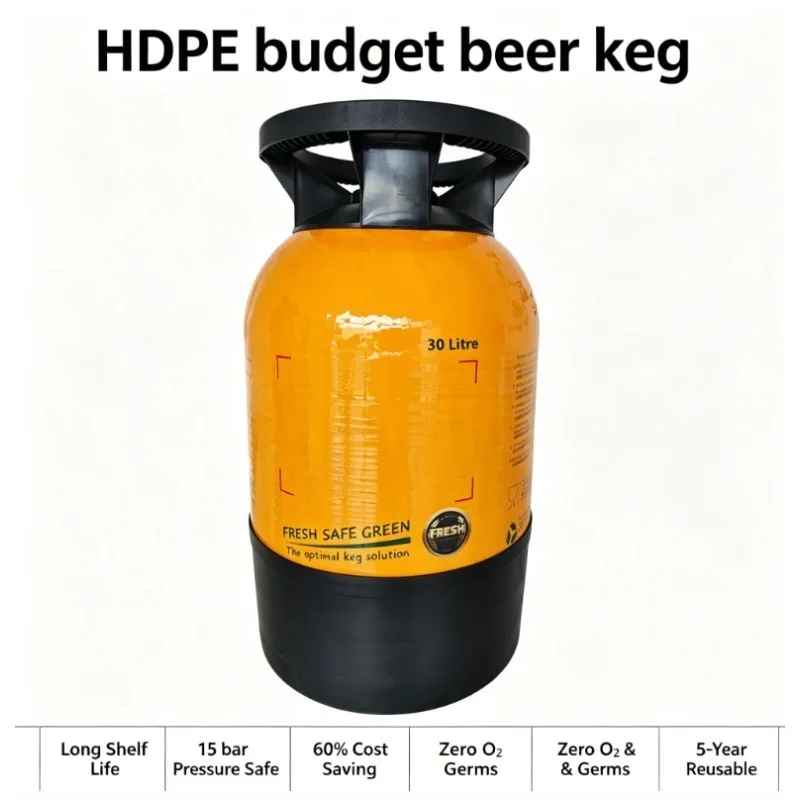 keg 30L Reusable GFRP Beer Keg 12-Month Shelf Life 15bar Pressure Resistant Eco-Friendly Single Bag Beverage Barrel