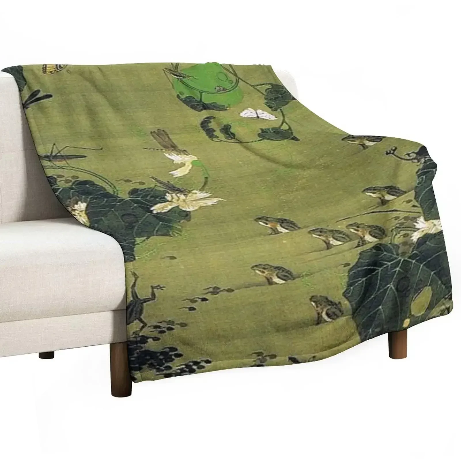 Favourite Artist - Insects By Pond Side - Ito Jakuchu Throw Blanket Multi Purpose Soft Warm Blanket for Home Travel