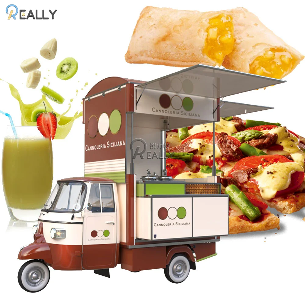 Caminhão móvel elétrico personalizado do triciclo do alimento com carrinho completo da venda do alimento do lanche do café da macaco da cozinha com CE