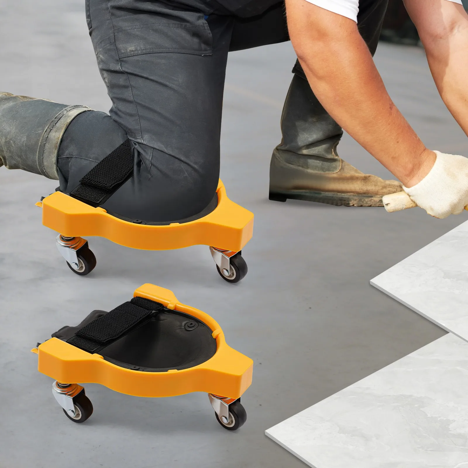 

Yellow Silicone Sponge Kneeling Pad Knee Pads with Rollers Gardening Mat Used in Automobile Repair and Construction