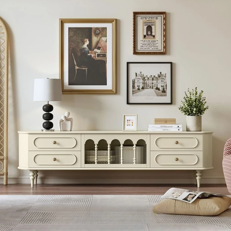 

Французские однотонные подставки для телевизора в стиле ретро, современные простые роскошные подставки для телевизора, высококачественная мебель для гостиной с закругленными углами из березы, Ein Fernseher