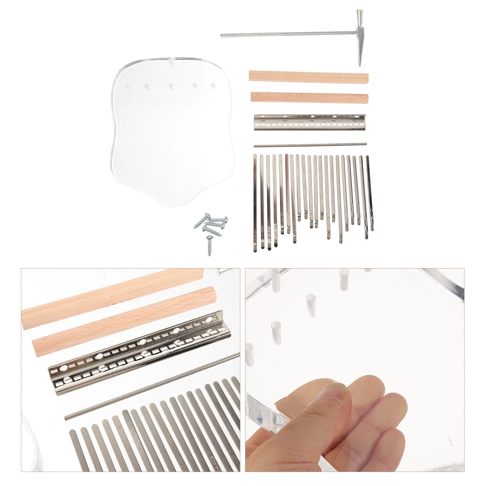 

17 pcs Thumb Piano Accessories Kalimba Replacement Keys Transparent Clear Sound Easy Assembly 17 Key Thumb Piano